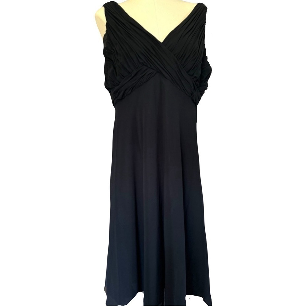 JONES WEAR DRESS women’s black sleeveless ruffle detailed midi cocktail dress